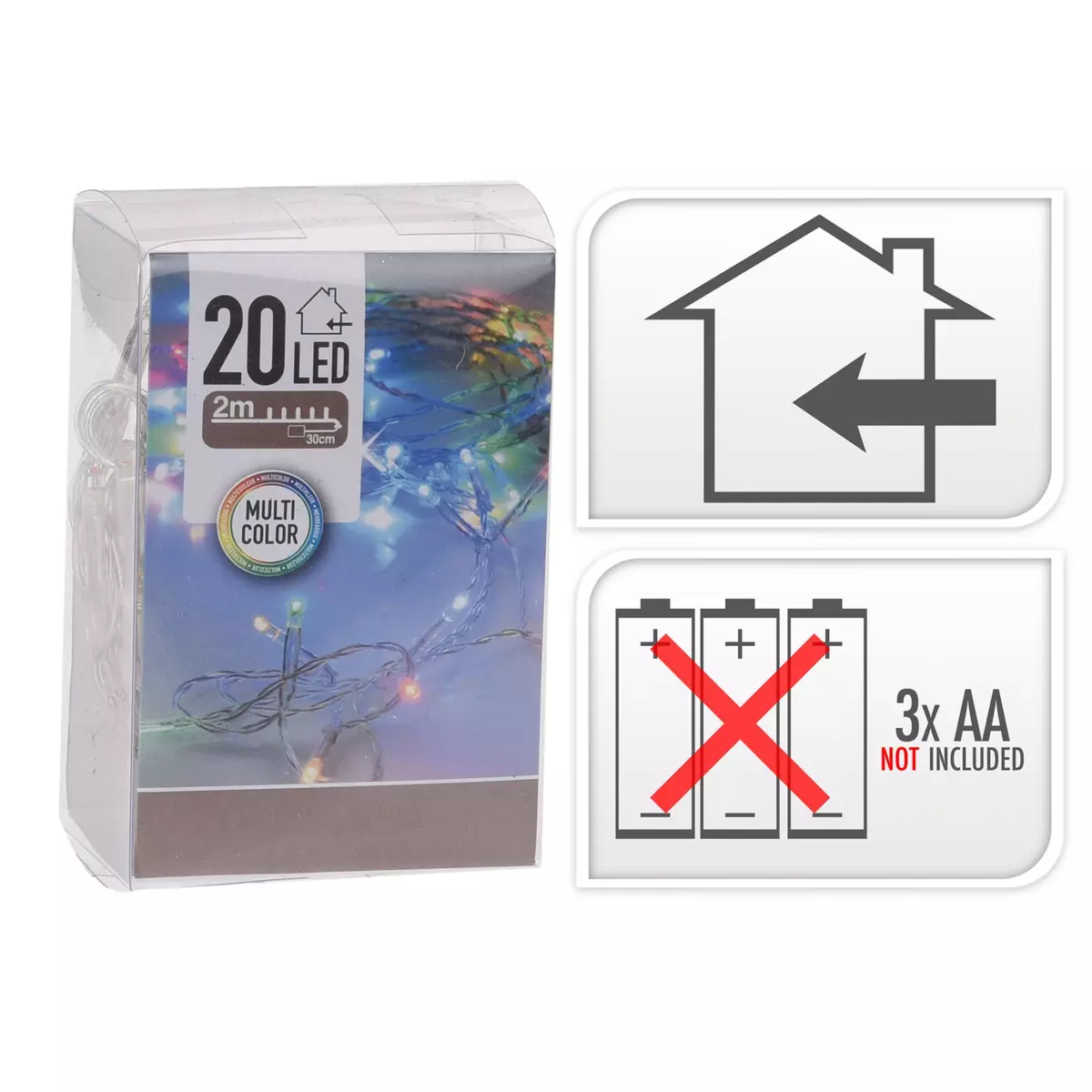 Lichtsnoer 2 m Veelkleurig 20 LED 2