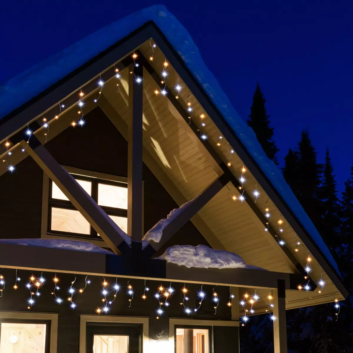 Eisregen-Lichterkette zweifarbig L7,50 m Warmweiß und kaltweiß 175 LEDs 1