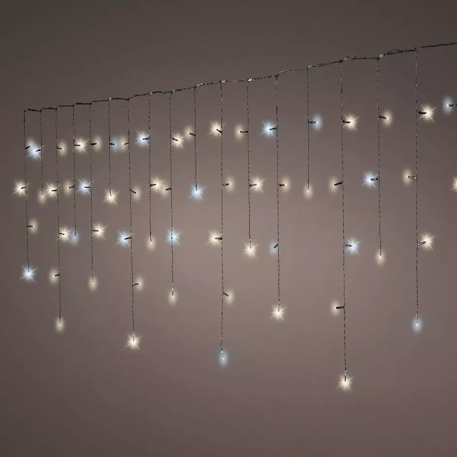 Eisregen-Lichterkette zweifarbig L7,50 m Warmweiß und kaltweiß 175 LEDs 3