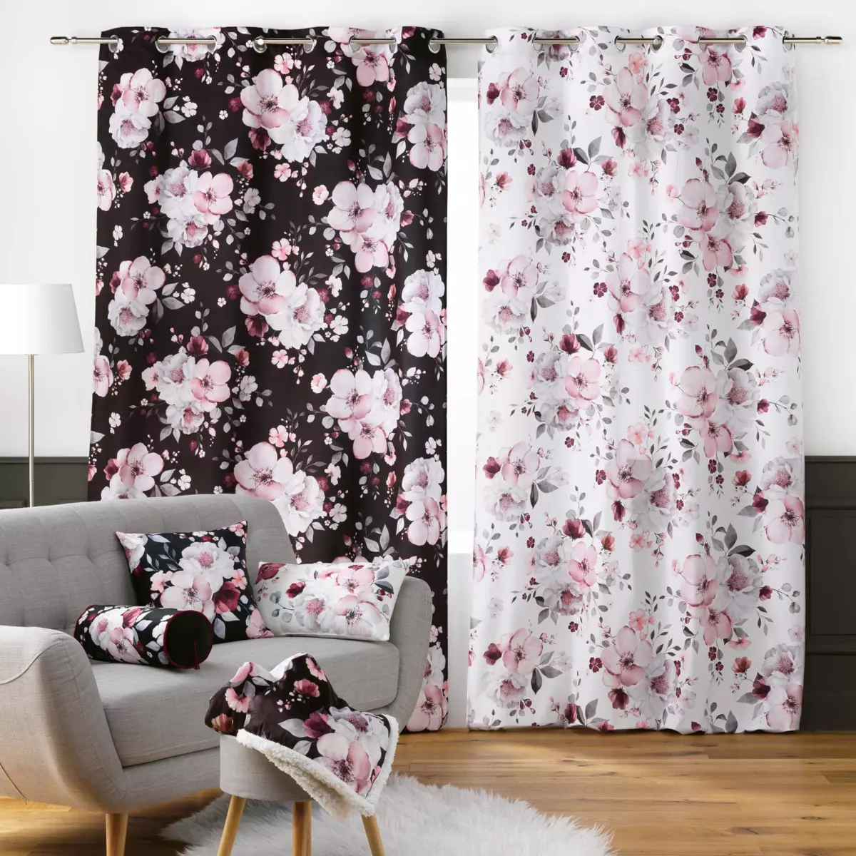 Rideau (140 x 240 cm) Velvet flower Blanc 1