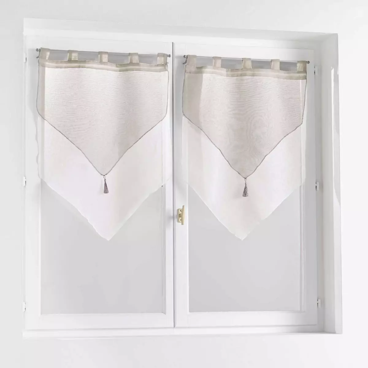 Paire de voilages (60 x 120 cm) Duetto Gris et Blanc 2