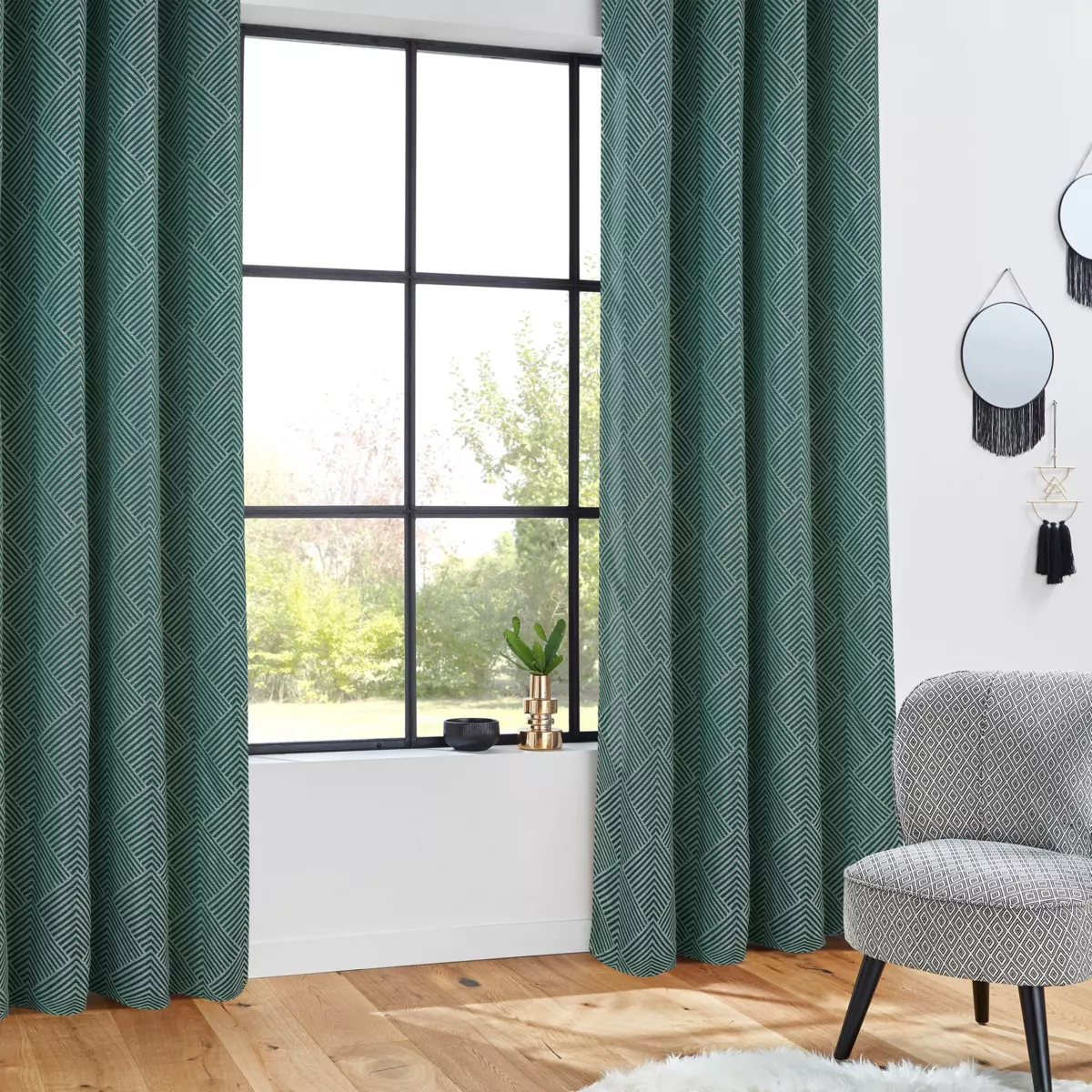 Rideau (140 x 260 cm) Geom Bleu canard 1