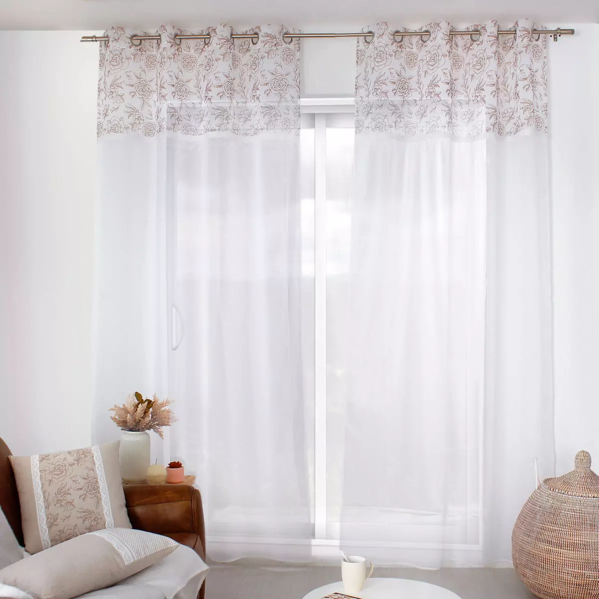 Tenda trasparente (140 x 240 cm) Rosa Marrone 2