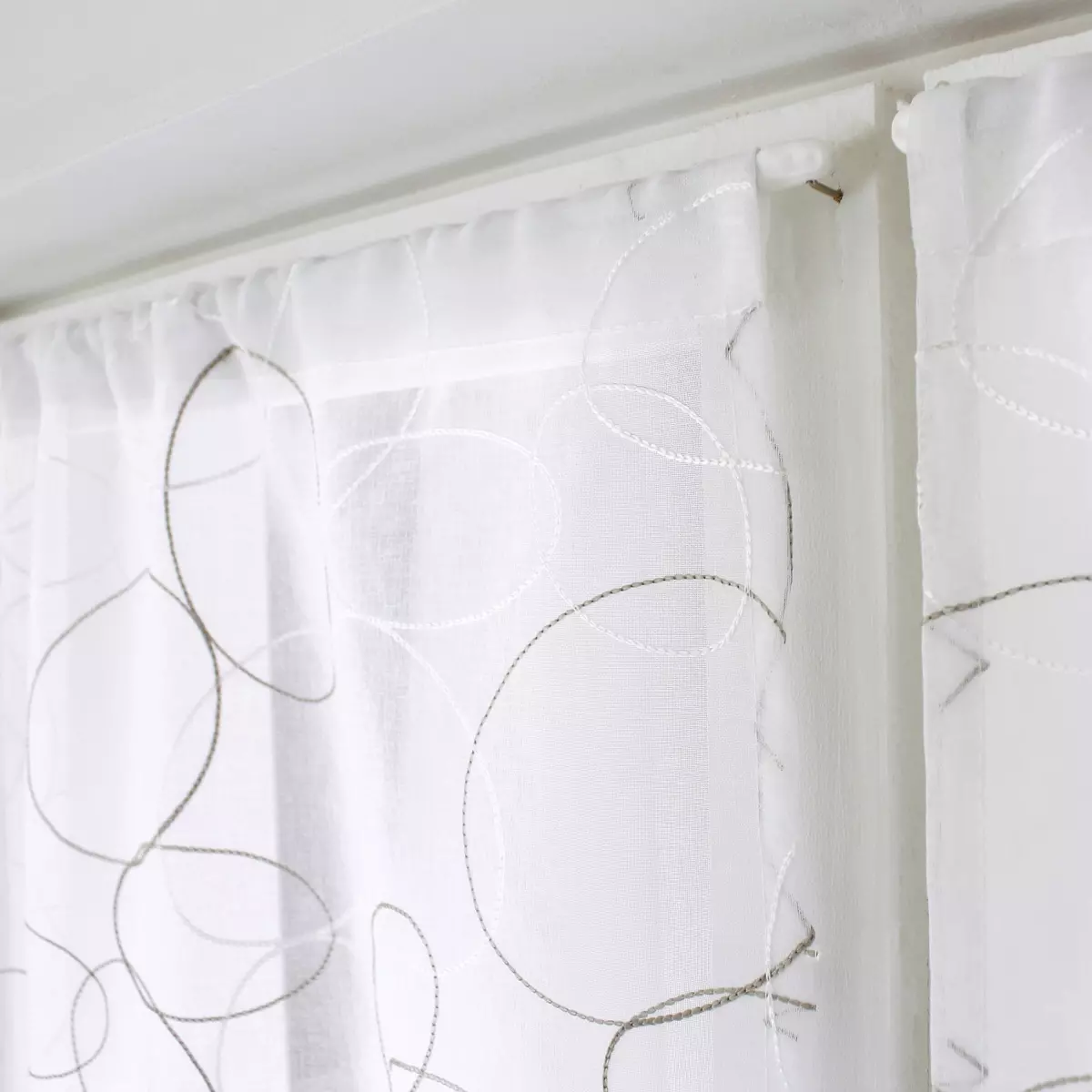 Paire de voilages brodés (60 x 160 cm) Galet Gris 2