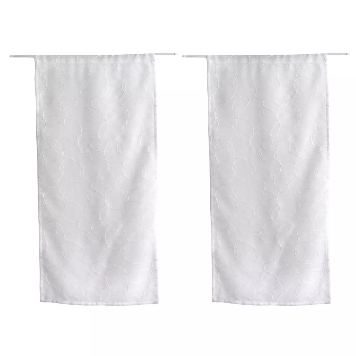 Paire de voilages brodés (60 x 90 cm) Galet Blanc 3