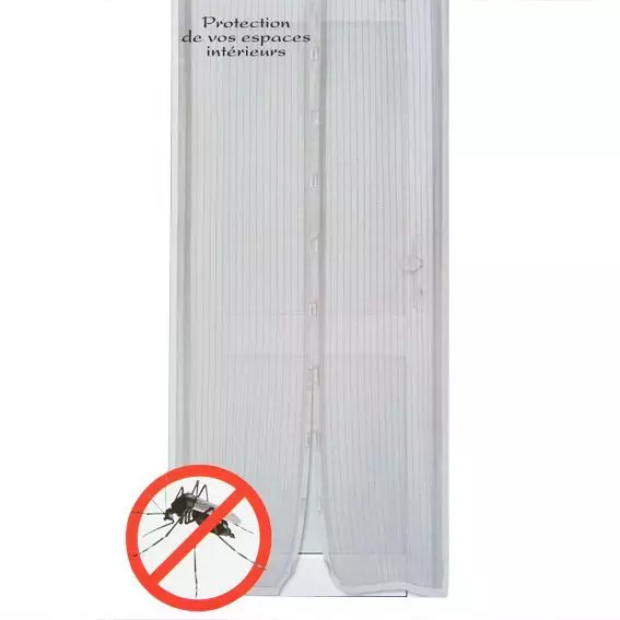 Rideau de porte Moustiquaire (100 x H220 cm) Aimanté Gris 2