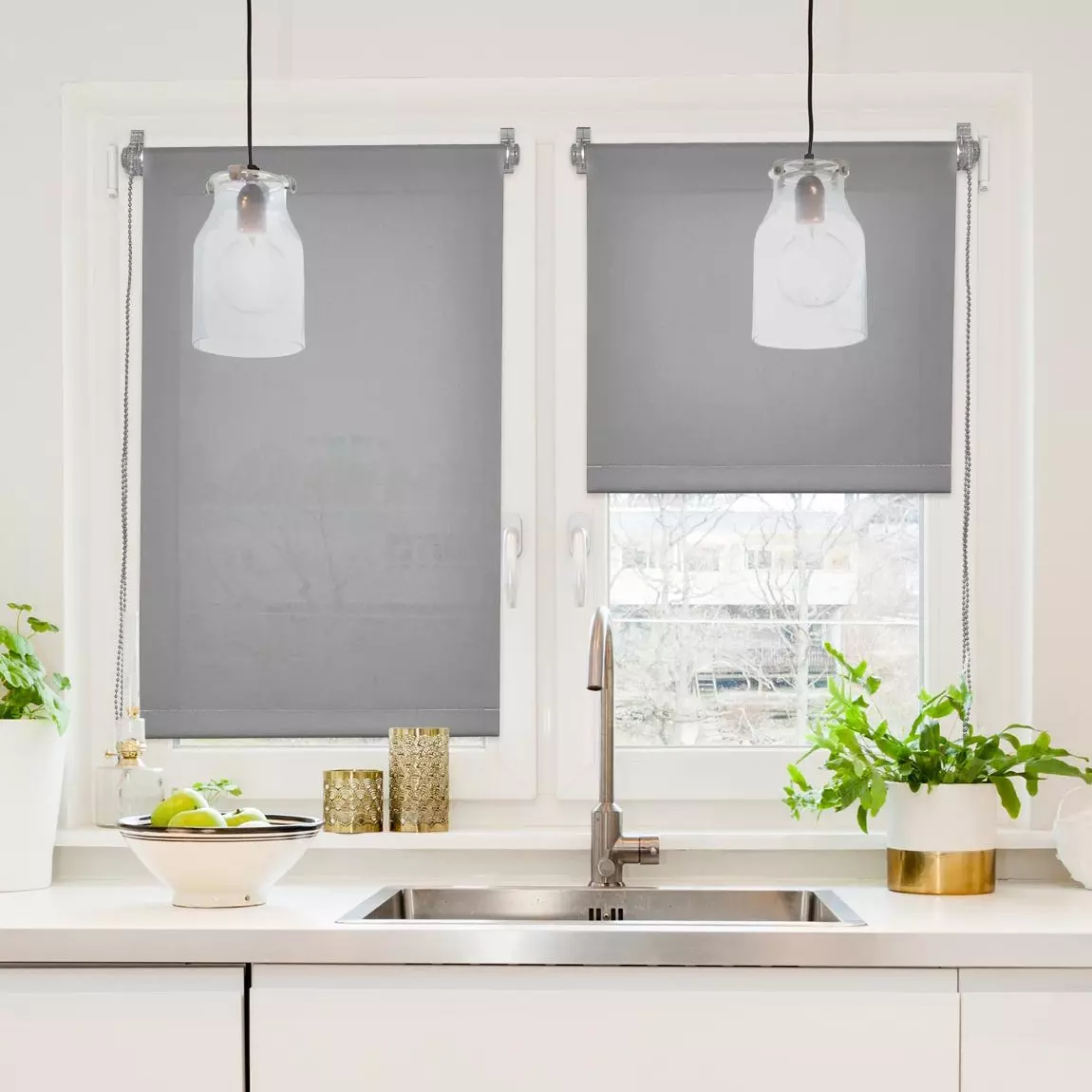 Store enrouleur tamisant (45 x 180 cm) Uni Gris 2