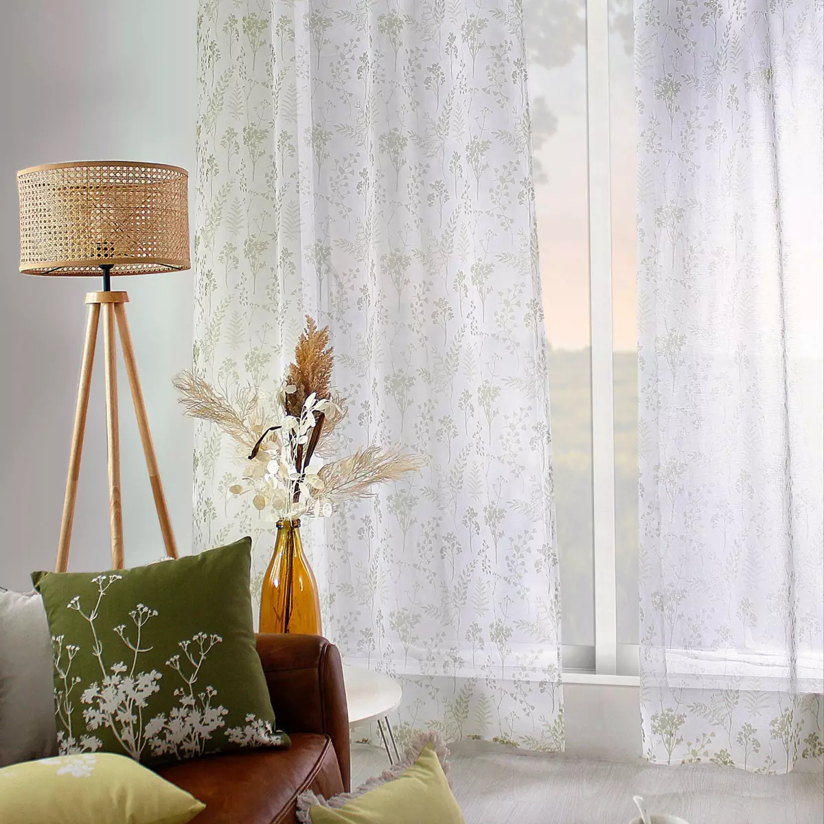 Voilage (140 x 240 cm) Herbier Vert tilleul 2