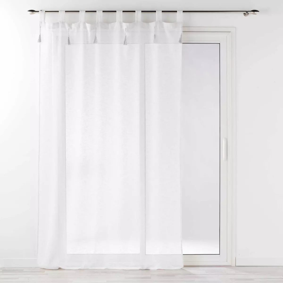 Tenda A Pacchetto In Voile Trasparente Con Passanti - 100 X 155 Cm - Bianco - Per Cucina E Soggiorno