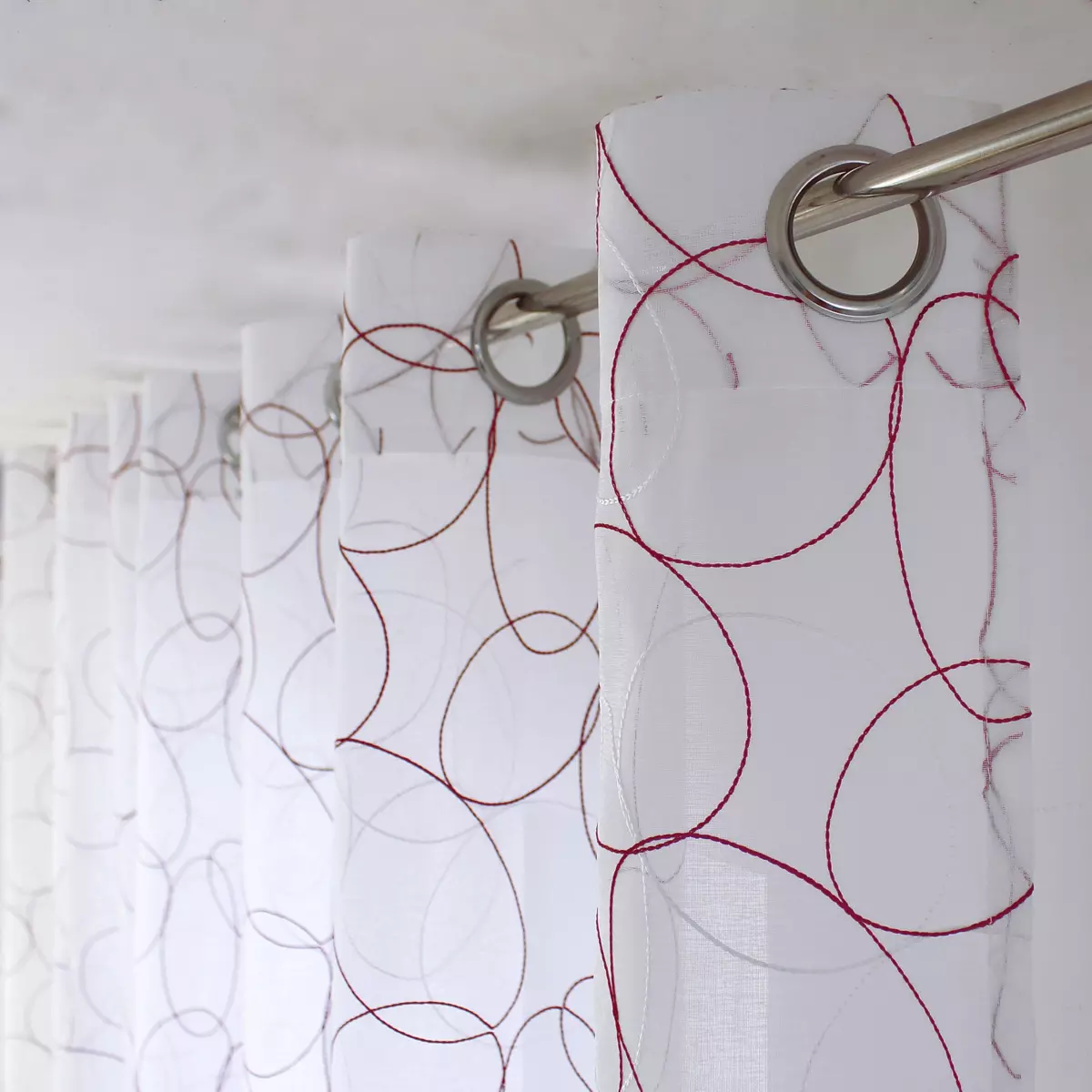 Voilage brodé (140 x 240 cm) Galet Bordeaux 2