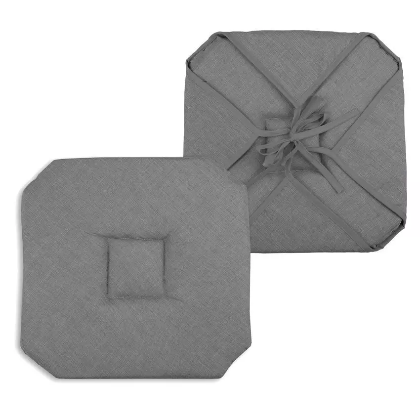 Galette de chaise carrée à rabats Béa Anthracite 1