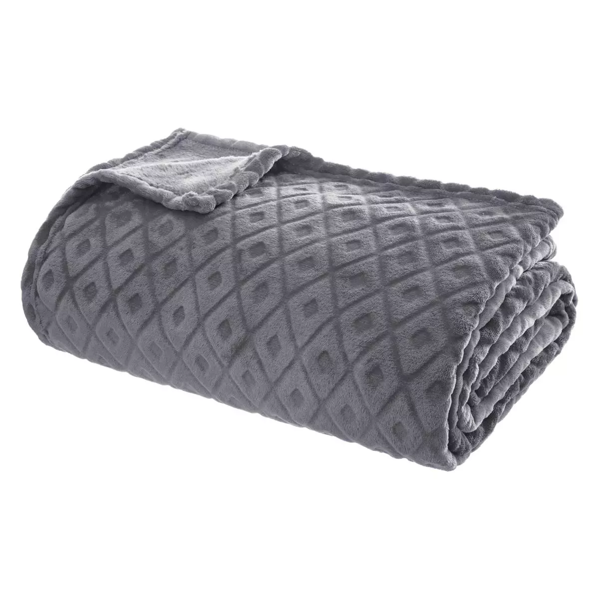 Plaid doux (230 cm) 3D Losange Gris foncé 1