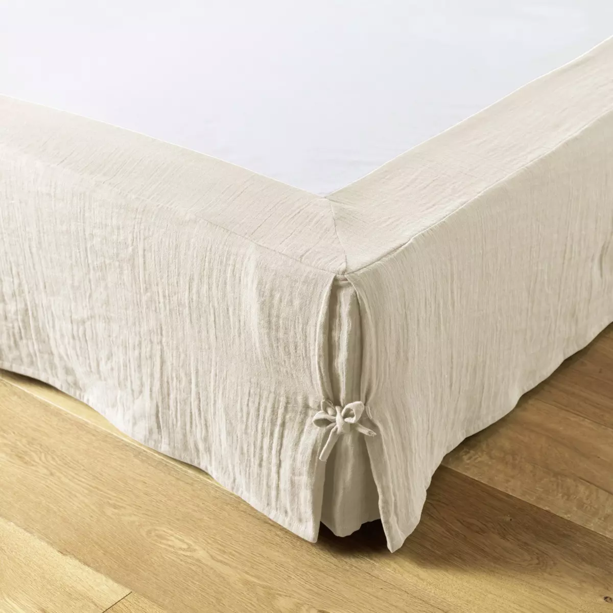 Cache-sommier Gaze de coton (160 x 200 cm) Gaïa Beige pampa 1