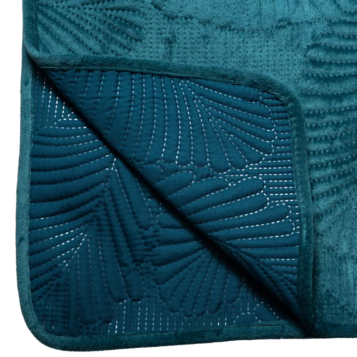 Couvre-lit (260 x 240 cm) Feuilles Bleu canard 4