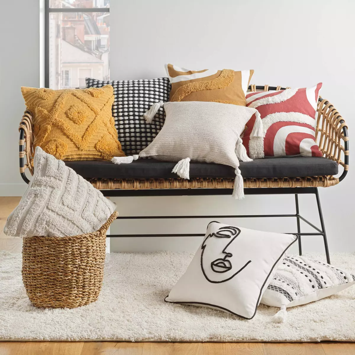 Housse de coussin carrée coton (40 cm) Mirade Camel