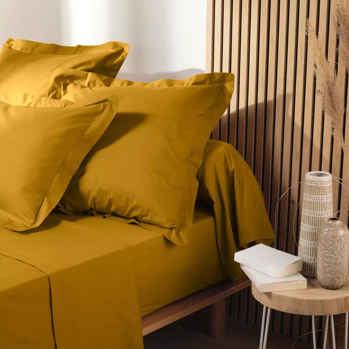 Drap housse coton bio (160 cm) Biolina Jaune ocre 3