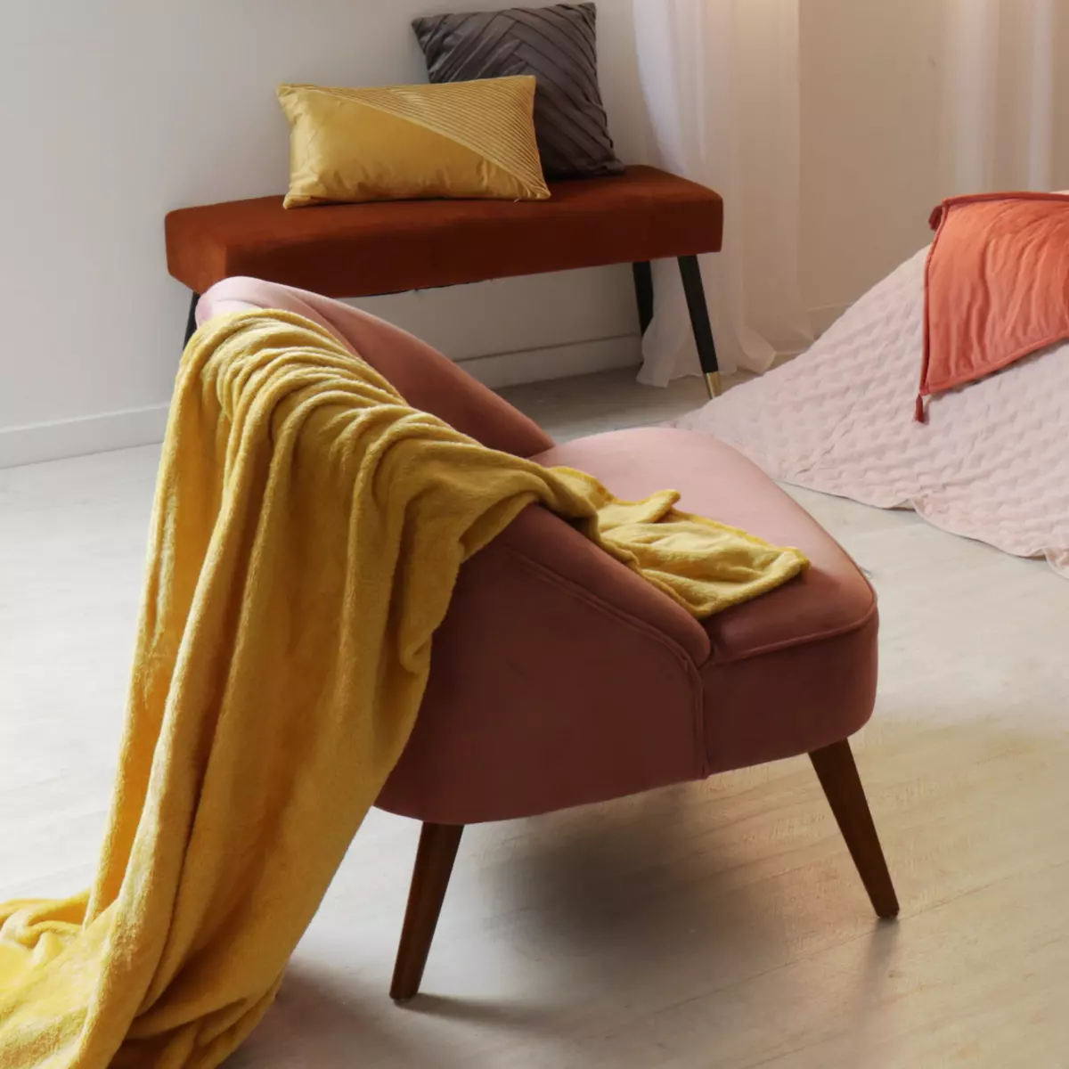 Plaid morbido (180 cm) Tendresse flanel Giallo ocra 3