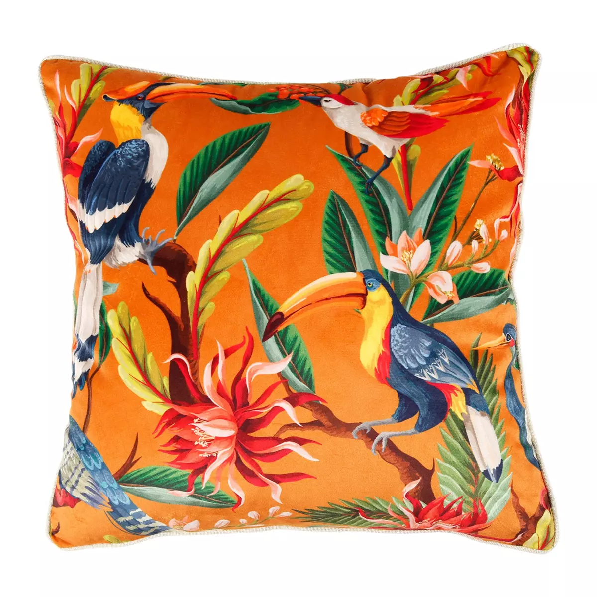 Housse de coussin carrée (40 cm) Jungle Orange 1