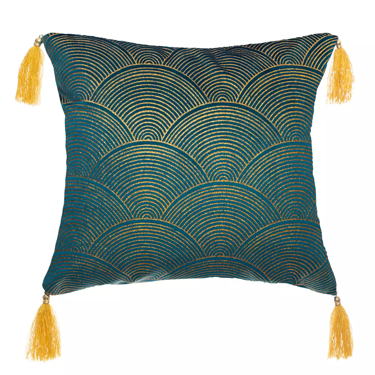 Coussin carré (40 cm) Glitter Bleu canard 1