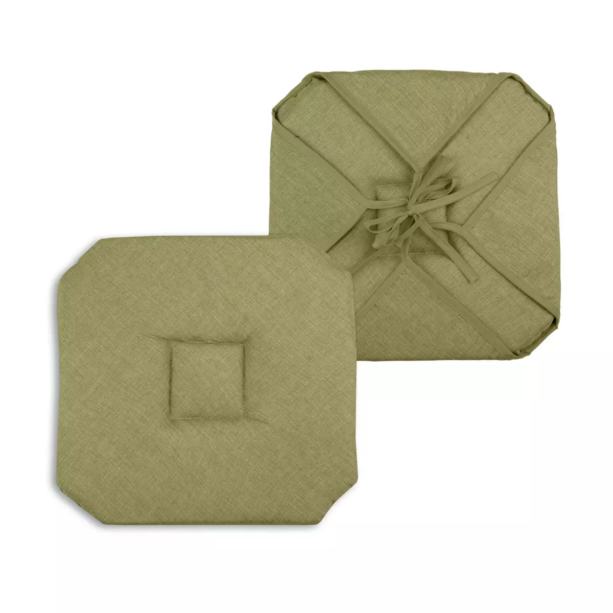 Galette de chaise carrée à rabats Béa Vert kaki 1