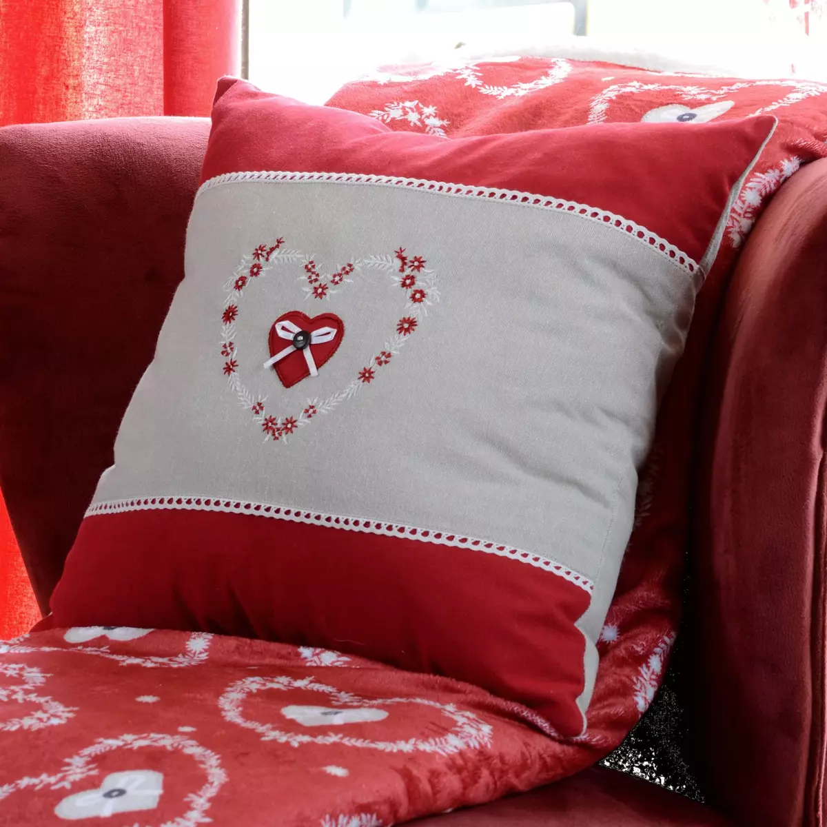 Cuscino quadrato (40 cm) Pauline Rosso 1