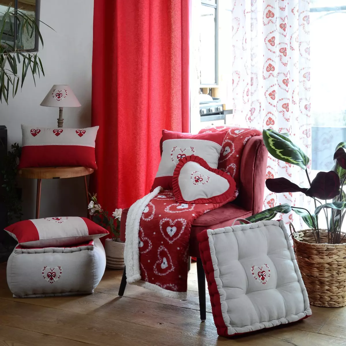 Cuscino quadrato (40 cm) Pauline Rosso 5