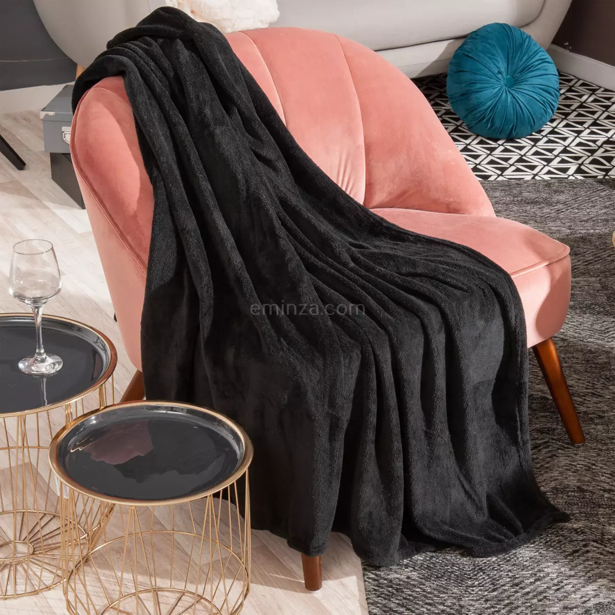 Plaid doux (180 cm) Tendresse Noir 1