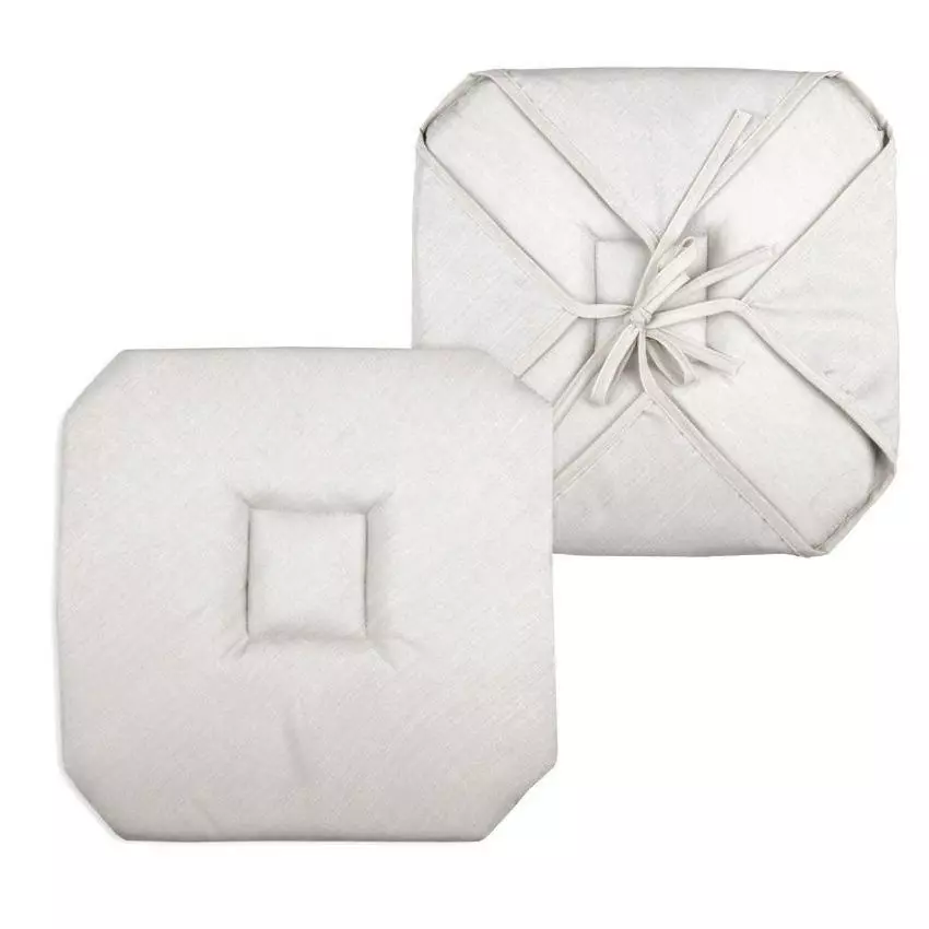 Galette de chaise carrée à rabats Béa Ecru 1