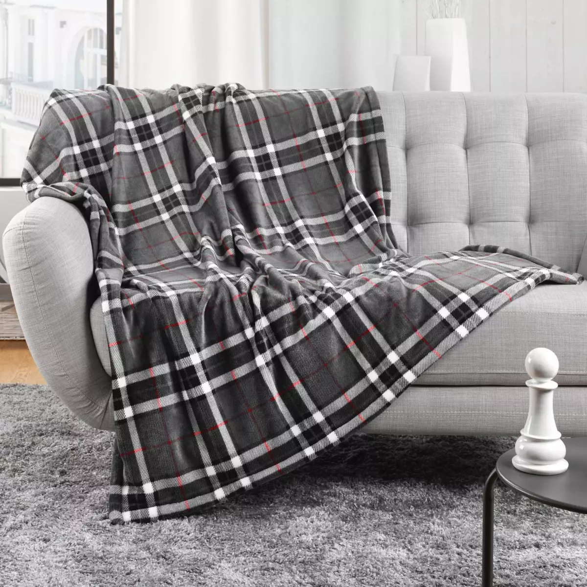 Plaid in pile con tasca (150 cm) Scottish Grigio