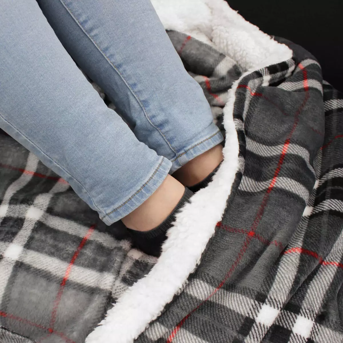 Plaid in pile con tasca (150 cm) Scottish Grigio