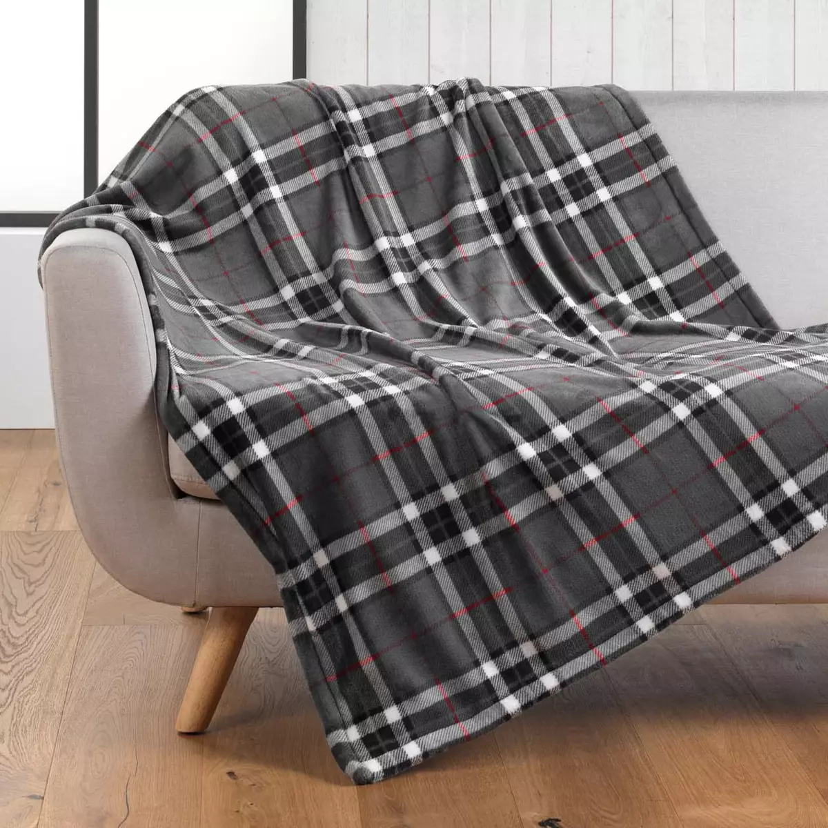 Plaid in pile con tasca (150 cm) Scottish Grigio