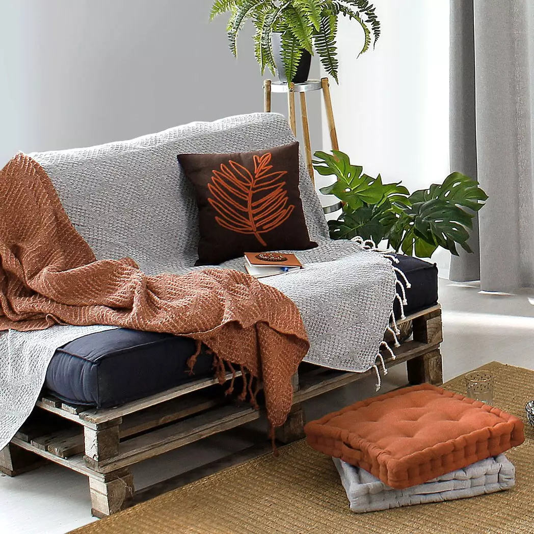 Plaid coton recyclé (160 cm) Dune Gris clair 4