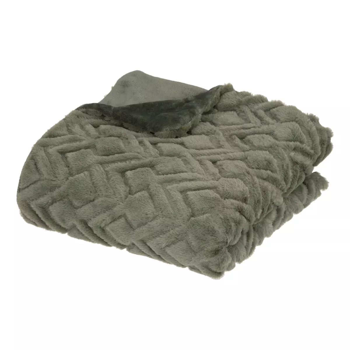 Plaid fausse fourrure (230 cm) Mara Vert kaki 1