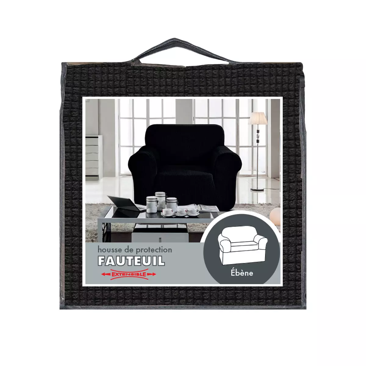 Housse de fauteuil extensible Prisca Noir ébène 6