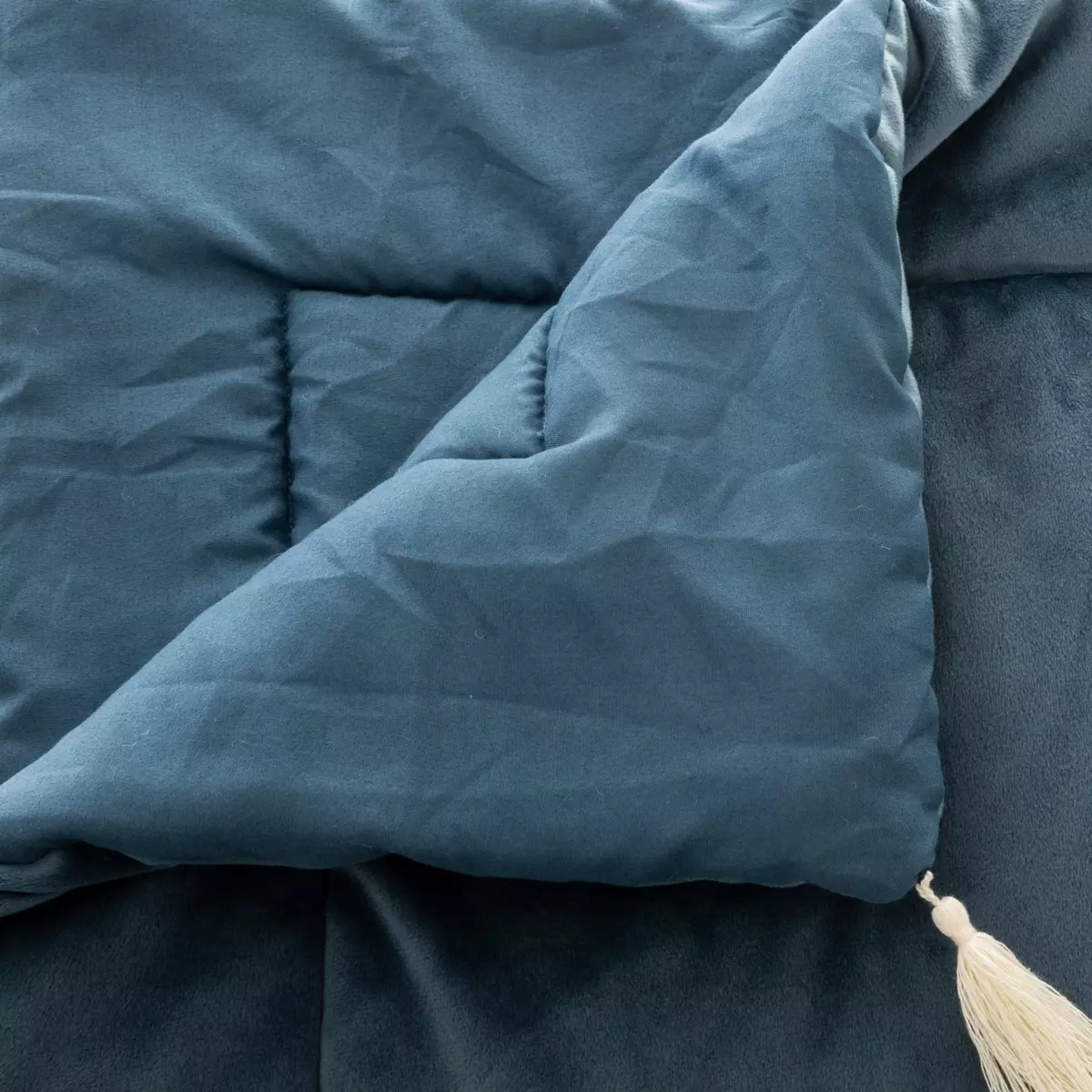 Edredon velours (80 x 180 cm) Slow Bleu 3