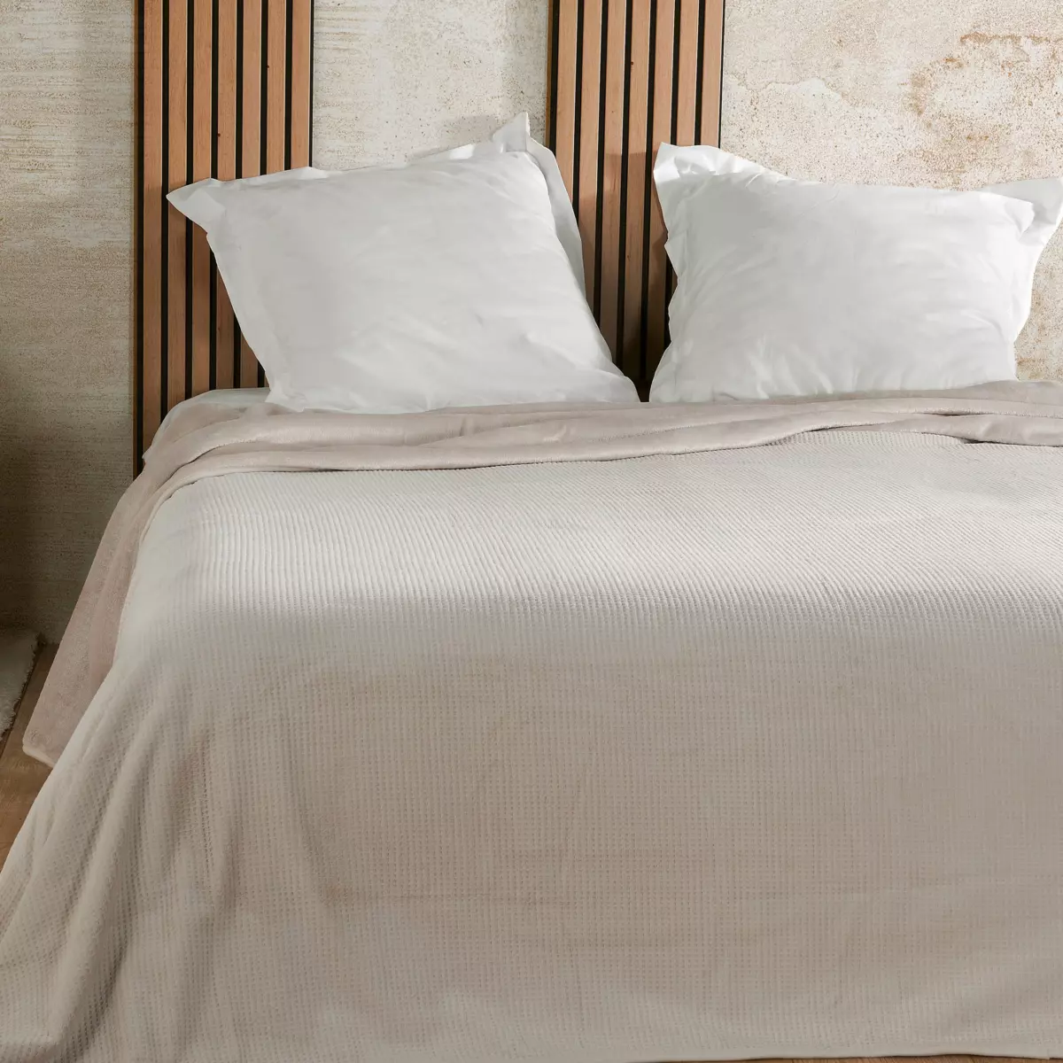 Bedsprei velours (240 x 260 cm) Gaufré Ecru 1