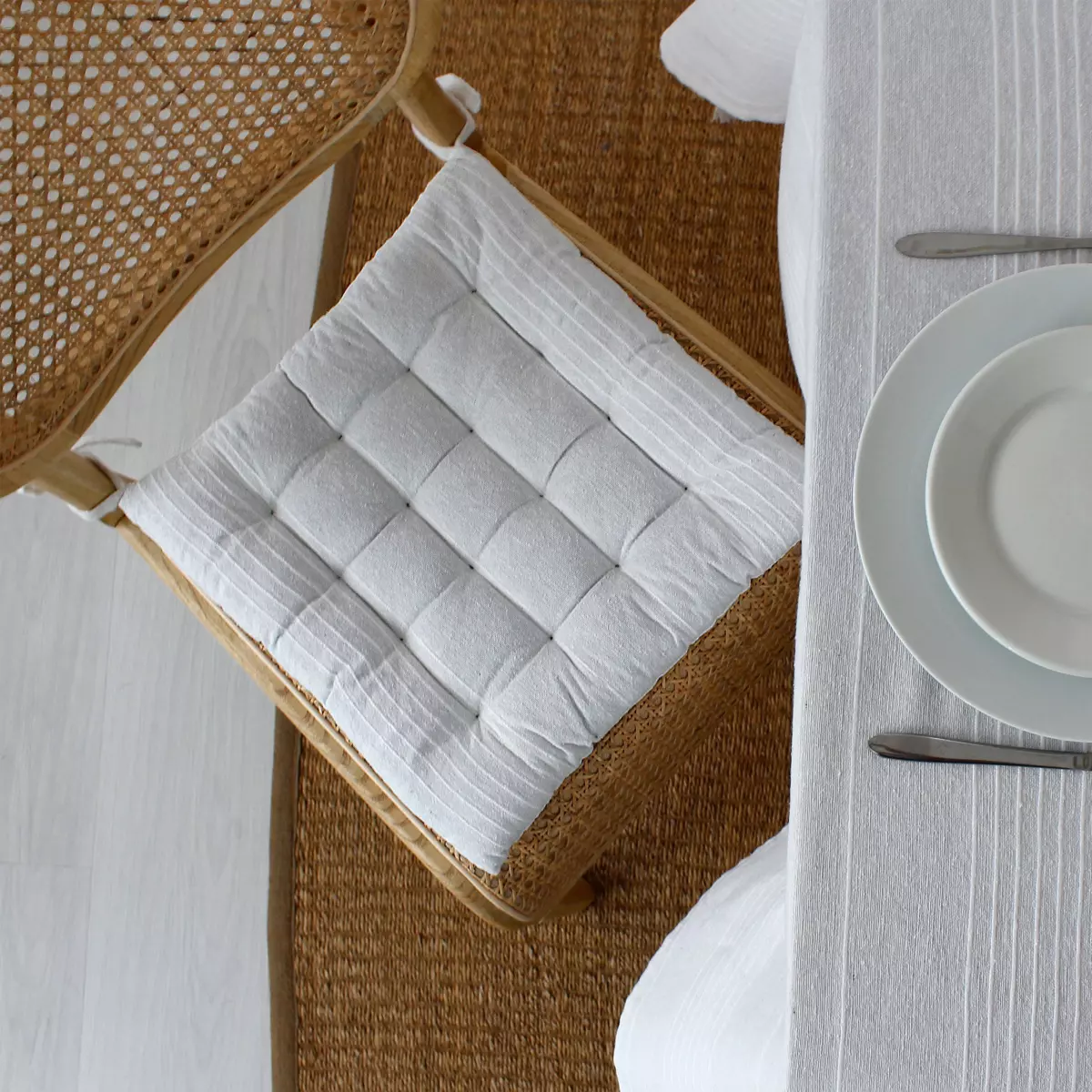 Cuscino per sedia quadrato Bombay Bianco 1