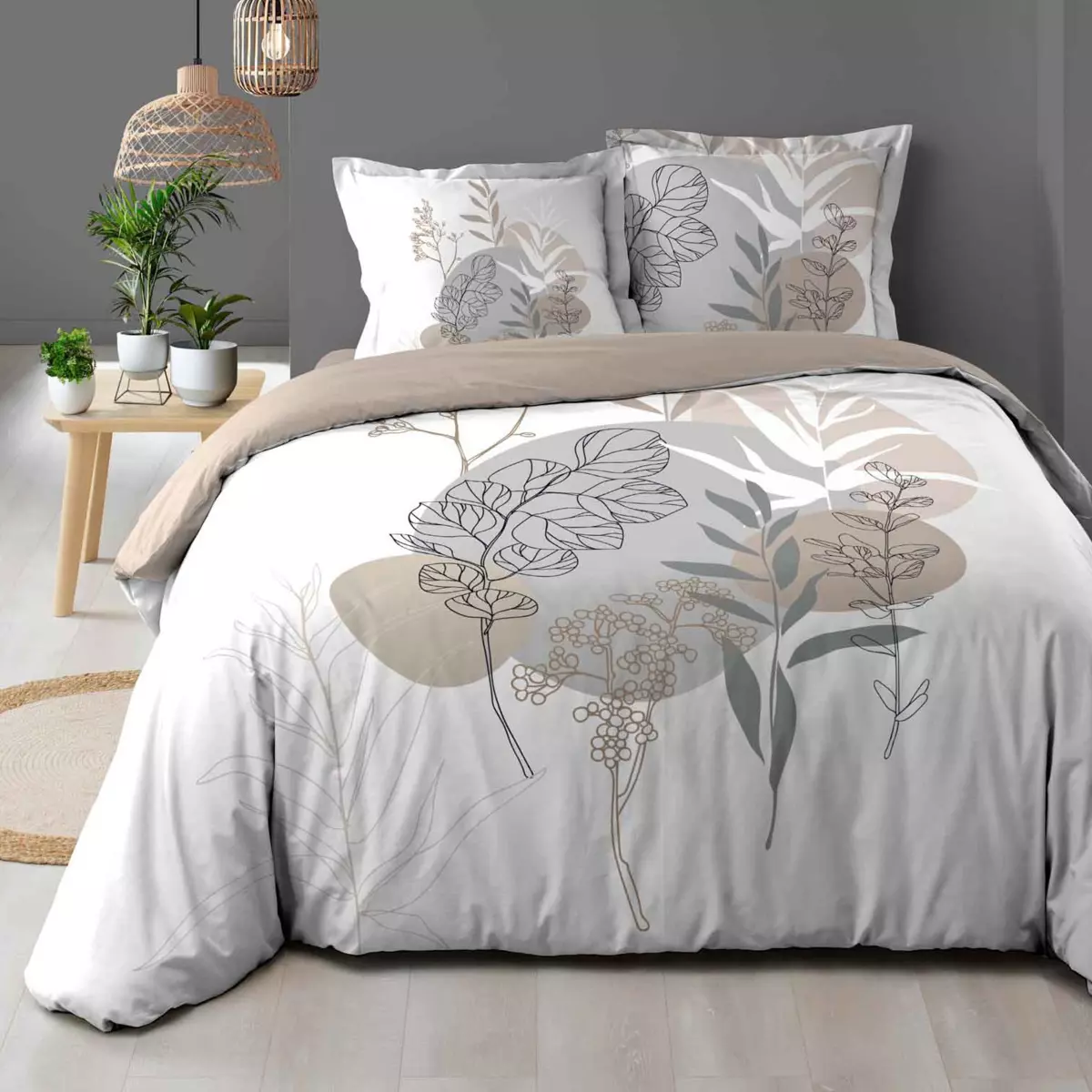 GROVSNÄRJA copripiumino e federa, grigio melange, 150x200/50x80 cm