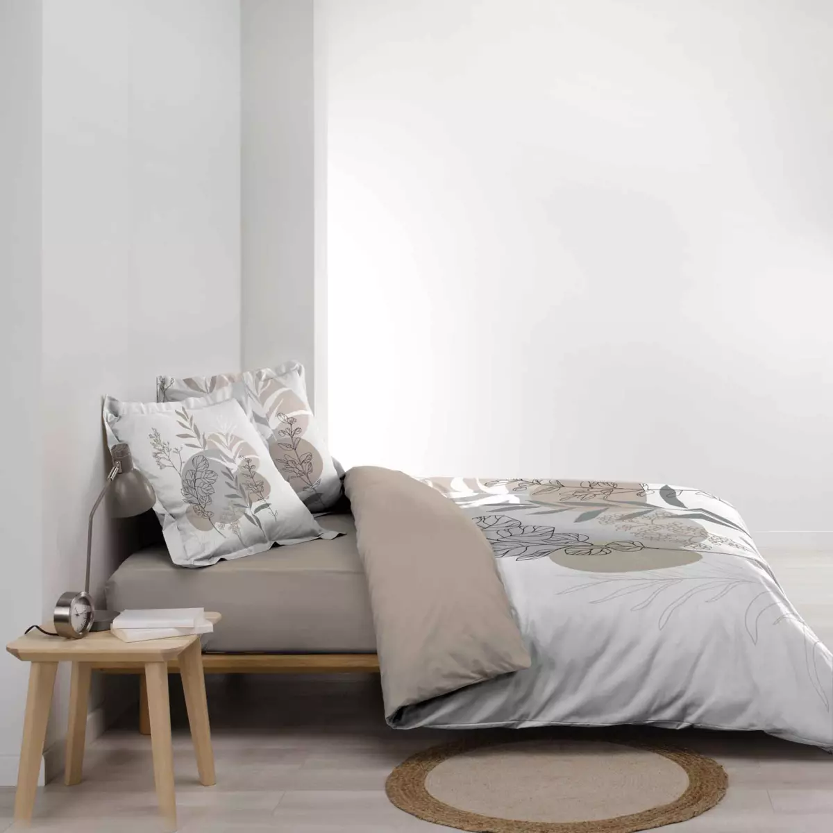 TODAY 017225 Copripiumino E Federe In Percalle Léonie - Grigio 220x240 Cm Con Finitura A Pizzo Lilla
