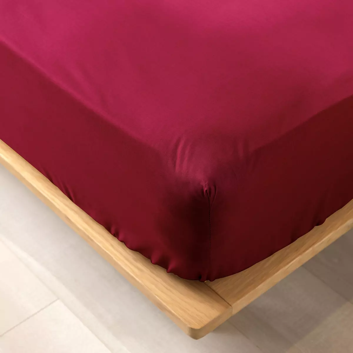 Drap housse coton bio (160 cm) Biolina Bordeaux 1