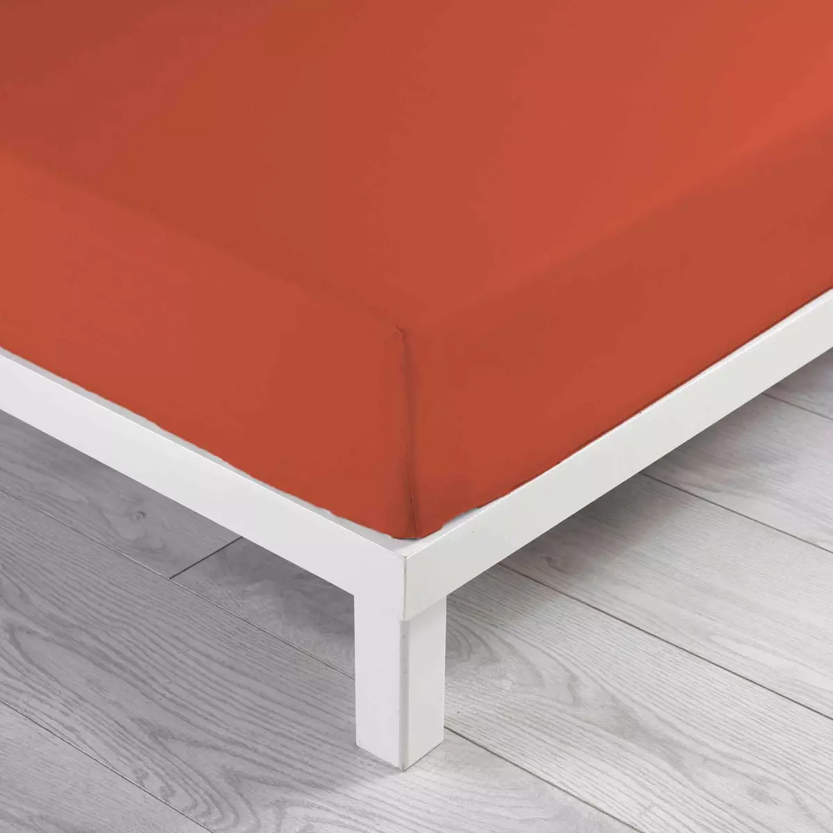 Drap housse coton lavé (160 cm) Linette Terracotta 1