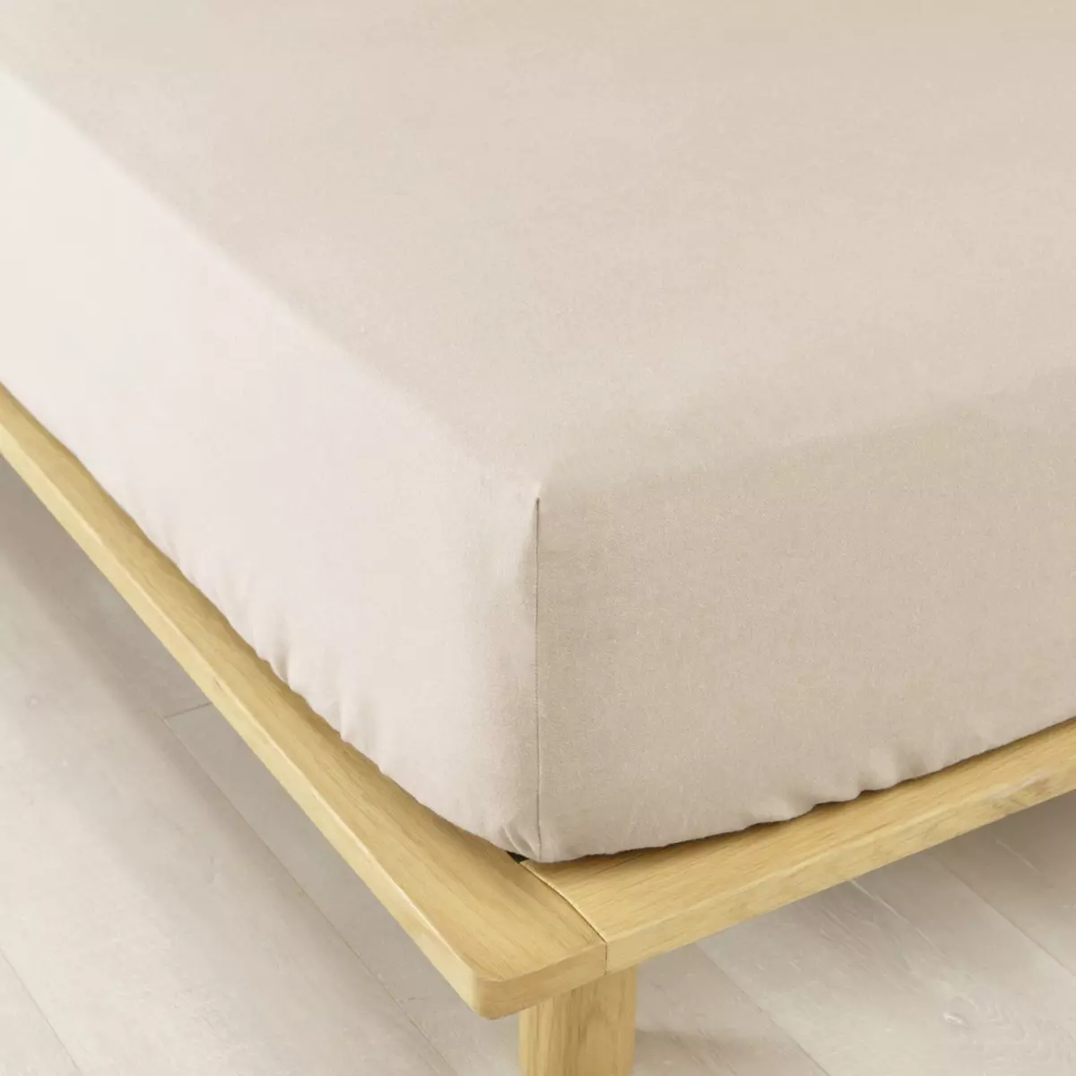 Drap housse flanelle de coton (160 cm) Théa Beige 1