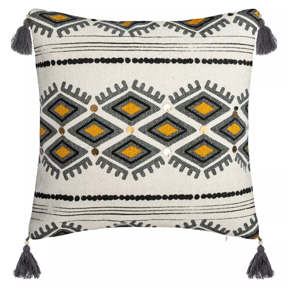 Housse de coussin carrée (40 cm) Azteq Pampil Ecru 1
