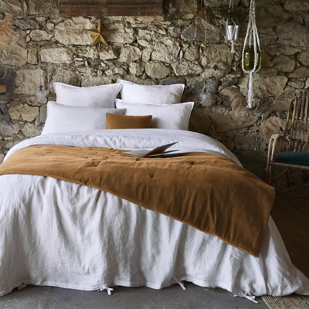 Edredon velours de coton (90 x 200 cm) César Camel 1