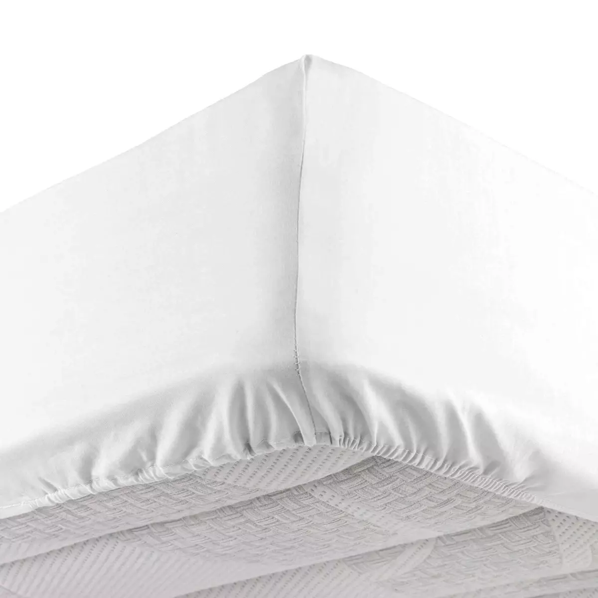 Drap housse coton lavé (140 cm) Linette Blanc 2