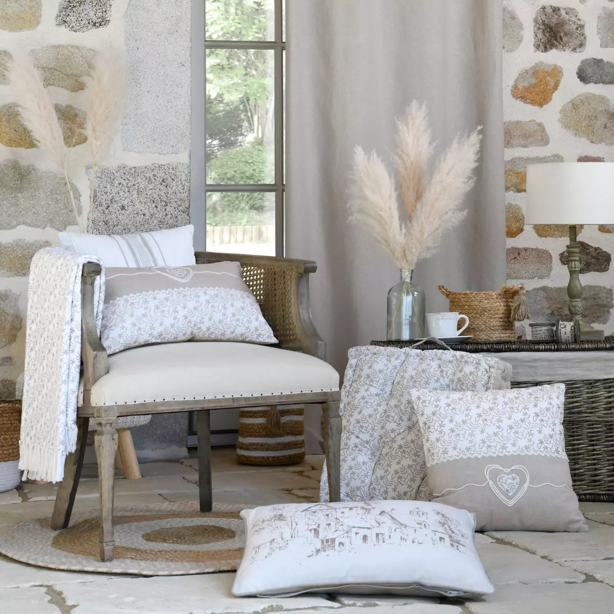 Cojín rectangular en algodón (50 cm) Sophie Crudo 2