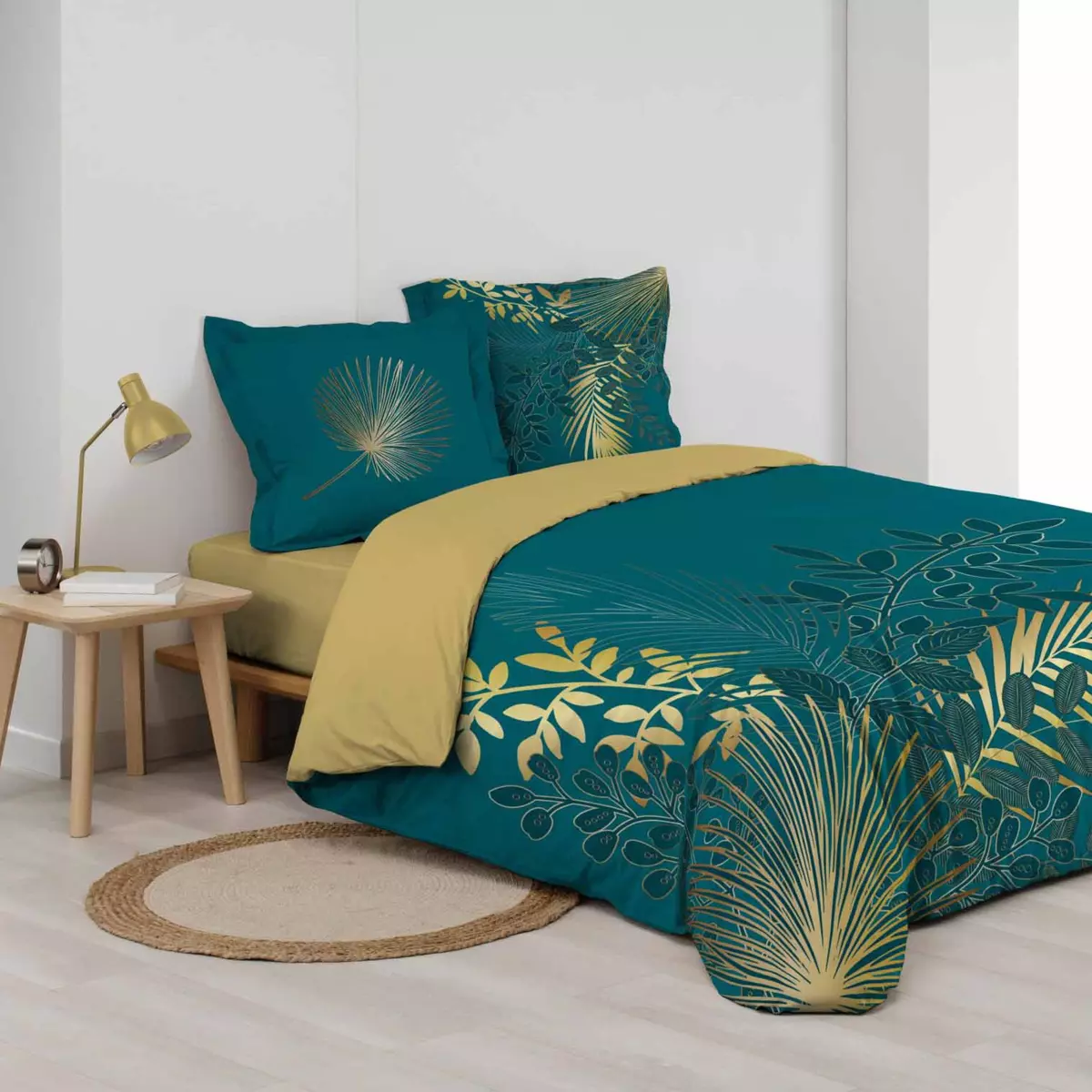 Copripiumino e due federe quadrate cotone (260 cm) Strassy Blu anatra 2