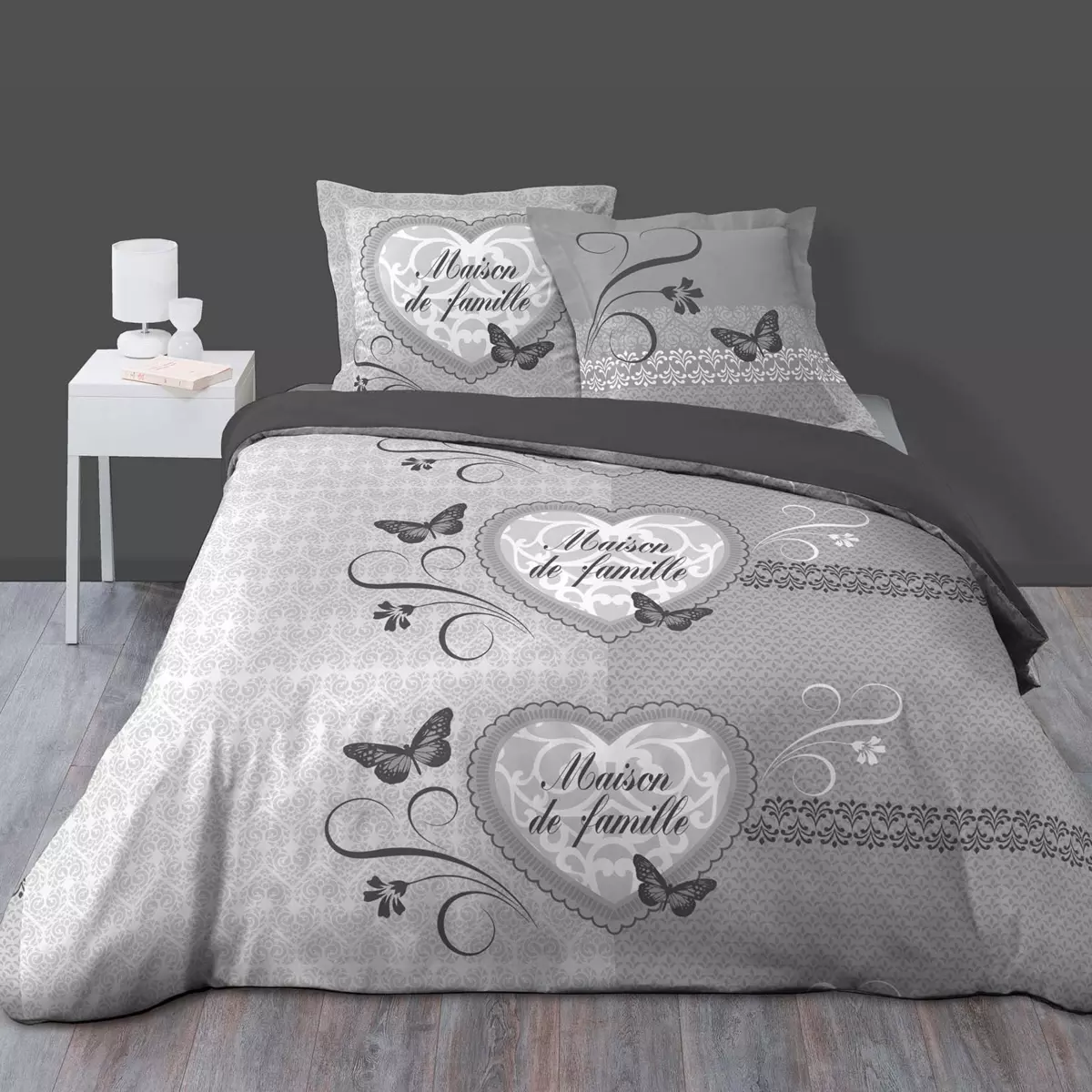 Housse De Couette 160x210 Cm Gris Clair 100% Coton - Douce, Respirante Et Sans Repassage Avec Fermeture Éclair