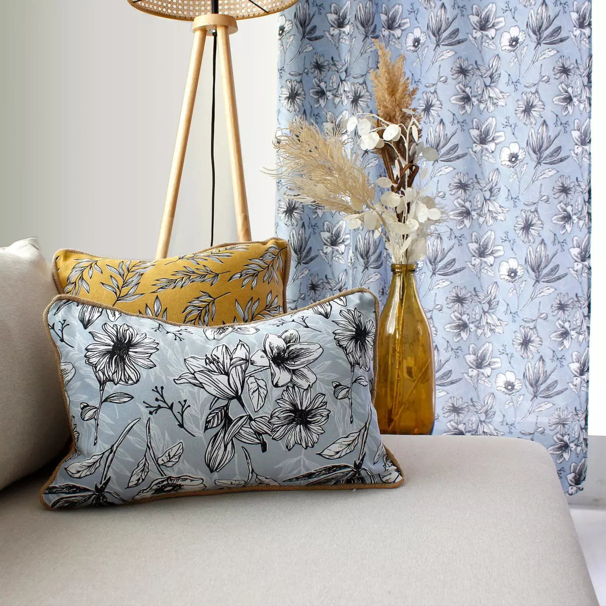 Cuscino rettangolare cotone (50 cm) Lily Blu 1