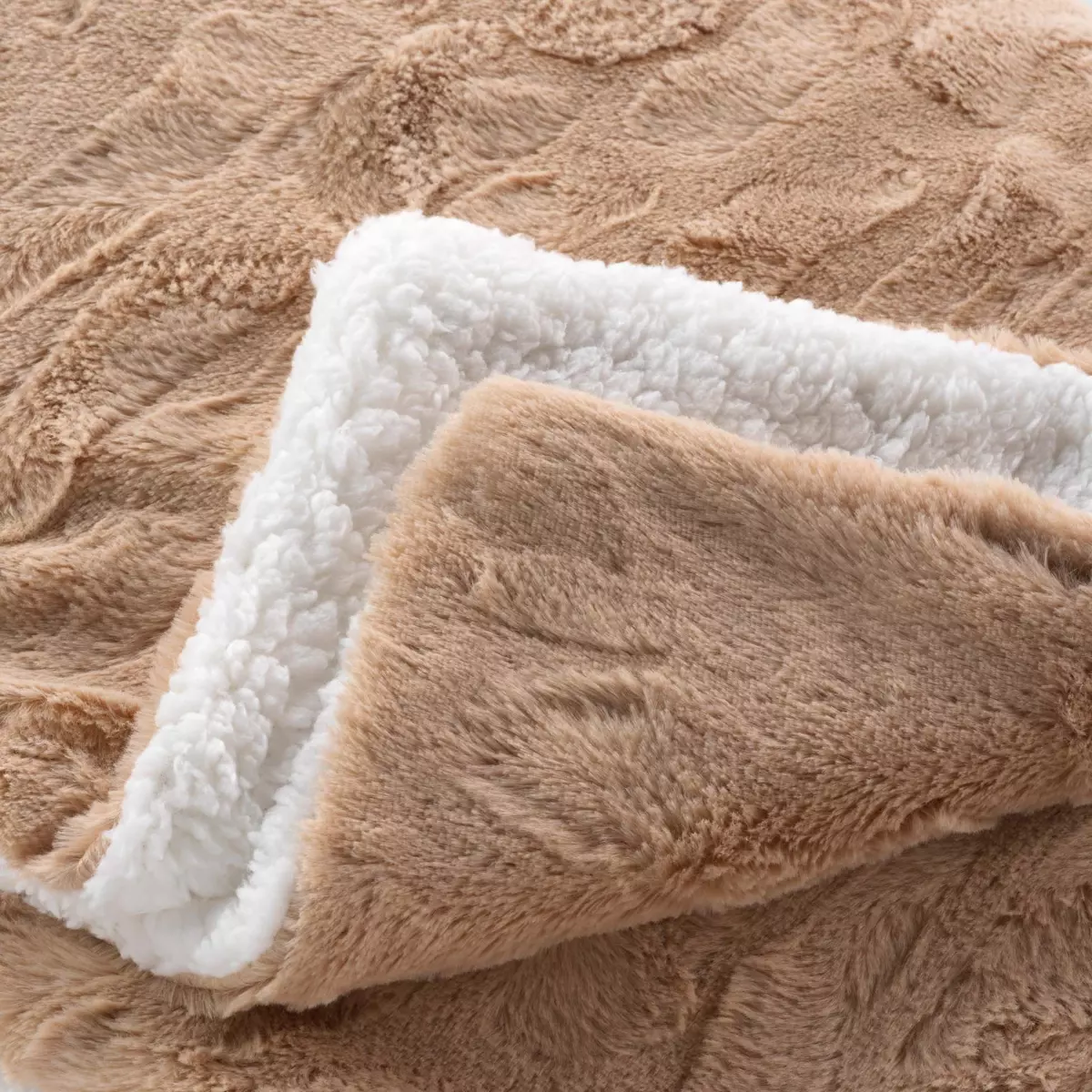 Plaid fausse fourrure (220 cm) Foxy Taupe